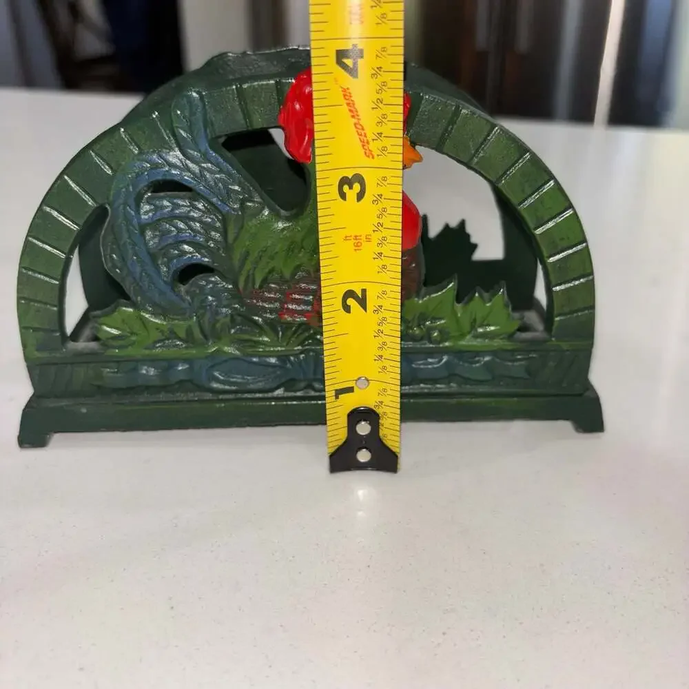 ODI 2002 Cast Iron Painted Rooster Napkin Holder